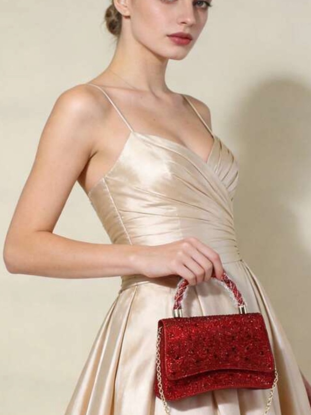 Elegant Sequin Top-Handle Bag in Fuchsia Pink - Picture 15 of 16